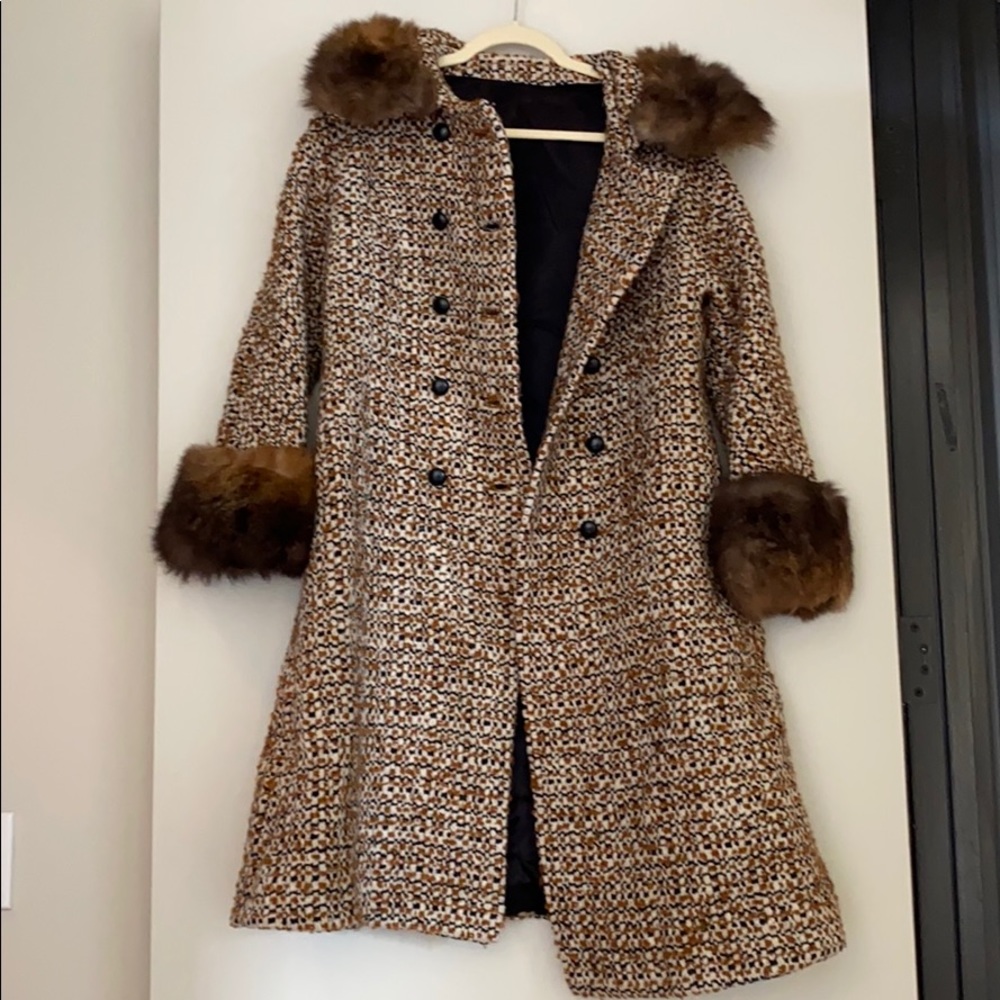 Vintage tweed fur coat